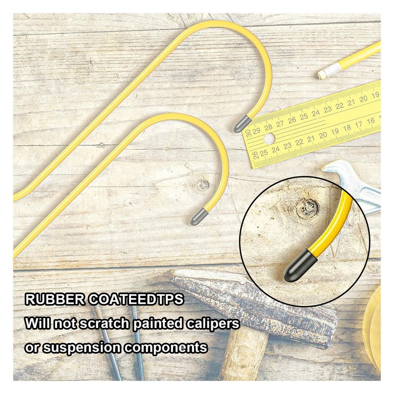 GLSOWEE Car Brake Caliper Hooks, Auto Brake Caliper Hangers with Rubber Tips, Universal Durable & Rust-Proof Automotive Tools for Braking, Axle, Bearing, Suspension Work (Yellow, 2 pcs) - Image 5